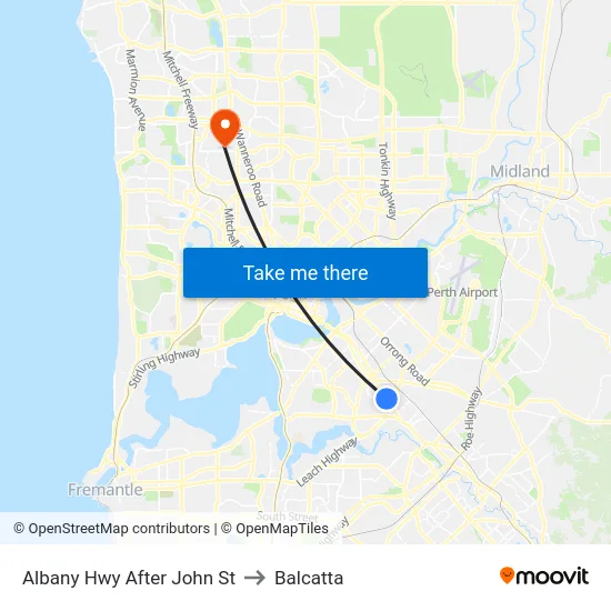 Albany Hwy After John St to Balcatta map