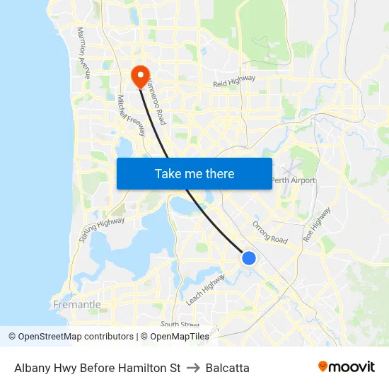 Albany Hwy Before Hamilton St to Balcatta map