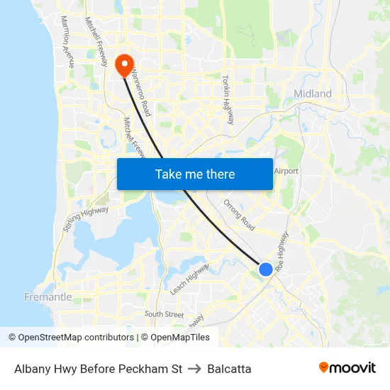 Albany Hwy Before Peckham St to Balcatta map