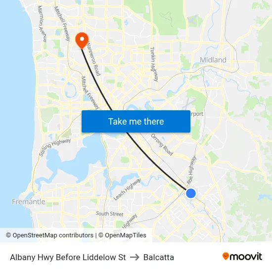 Albany Hwy Before Liddelow St to Balcatta map