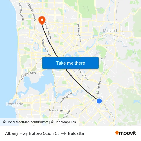 Albany Hwy Before Ozich Ct to Balcatta map