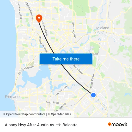 Albany Hwy After Austin Av to Balcatta map