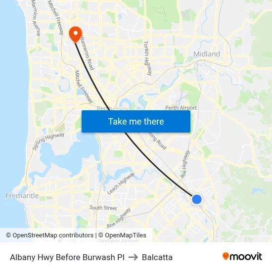 Albany Hwy Before Burwash Pl to Balcatta map