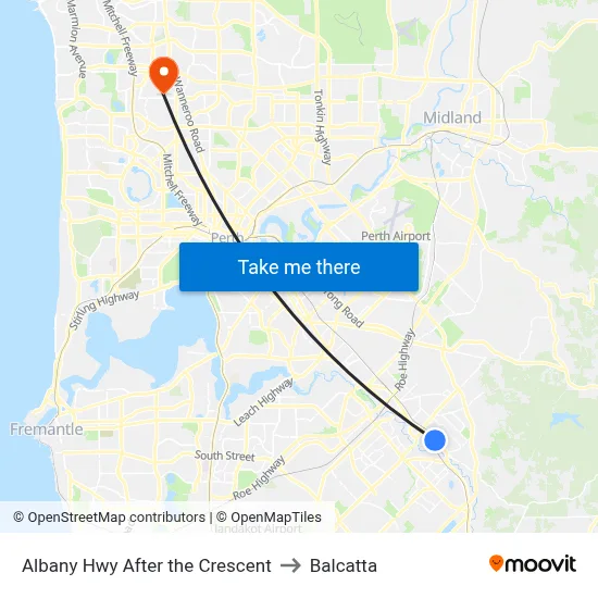 Albany Hwy After the Crescent to Balcatta map