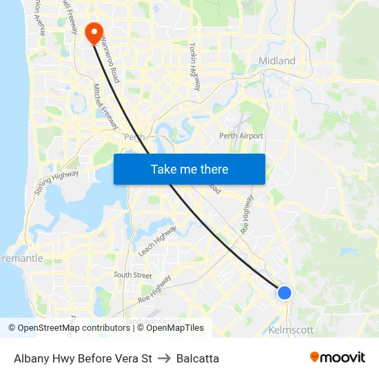 Albany Hwy Before Vera St to Balcatta map