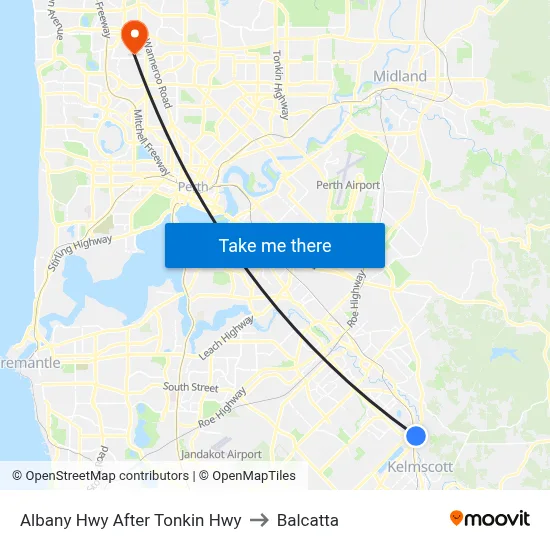 Albany Hwy After Tonkin Hwy to Balcatta map