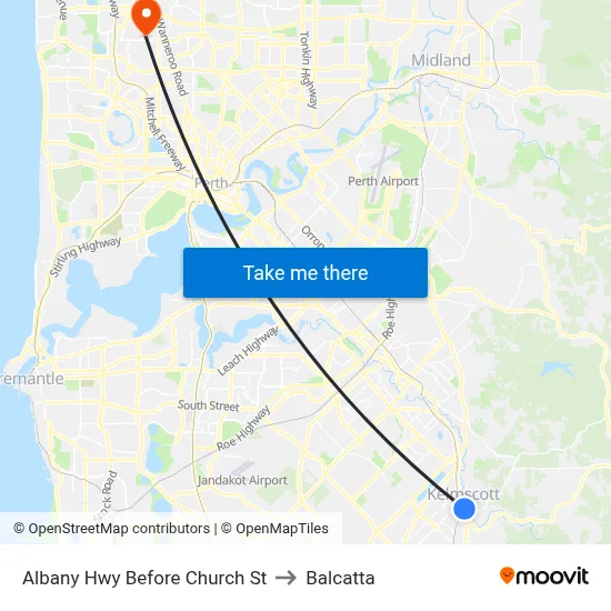 Albany Hwy Before Church St to Balcatta map