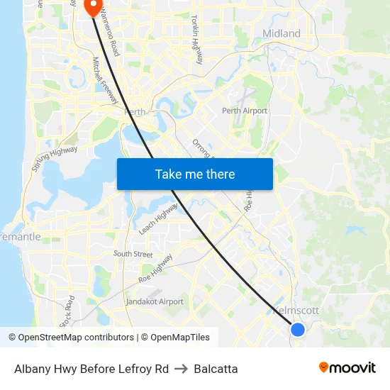 Albany Hwy Before Lefroy Rd to Balcatta map
