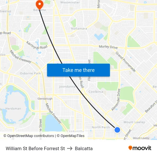 William St Before Forrest St to Balcatta map