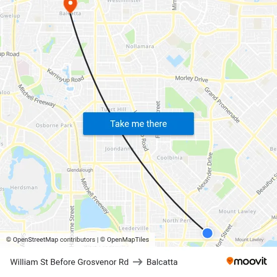 William St Before Grosvenor Rd to Balcatta map