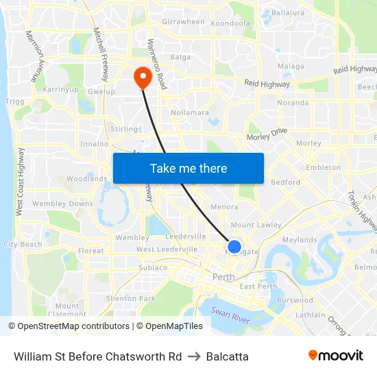 William St Before Chatsworth Rd to Balcatta map