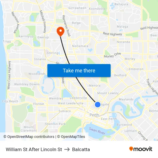William St After Lincoln St to Balcatta map