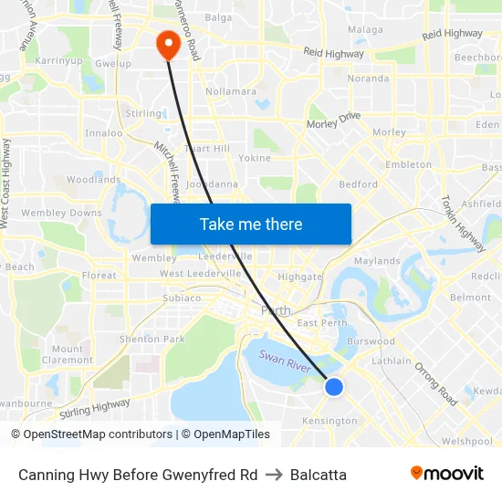 Canning Hwy Before Gwenyfred Rd to Balcatta map