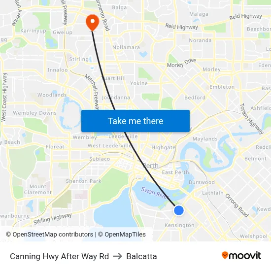 Canning Hwy After Way Rd to Balcatta map