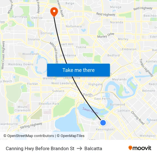 Canning Hwy Before Brandon St to Balcatta map