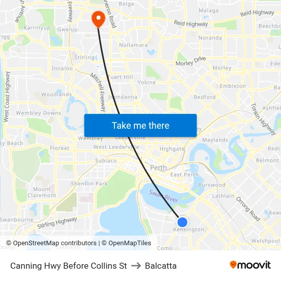 Canning Hwy Before Collins St to Balcatta map