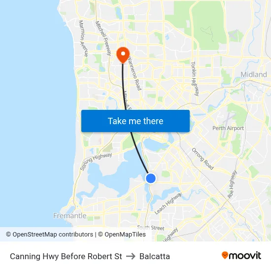 Canning Hwy Before Robert St to Balcatta map