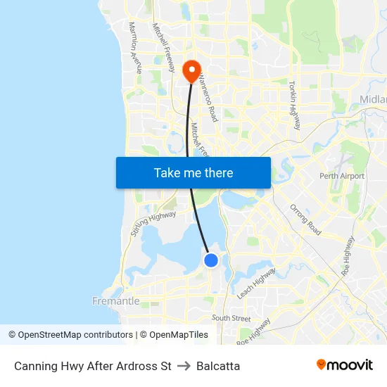 Canning Hwy After Ardross St to Balcatta map