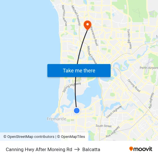 Canning Hwy After Moreing Rd to Balcatta map