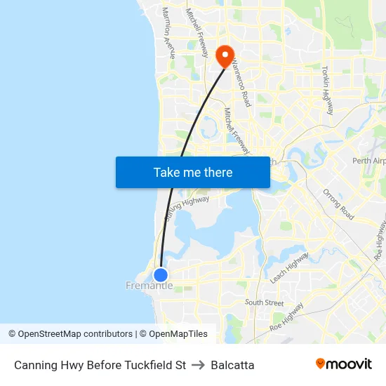 Canning Hwy Before Tuckfield St to Balcatta map