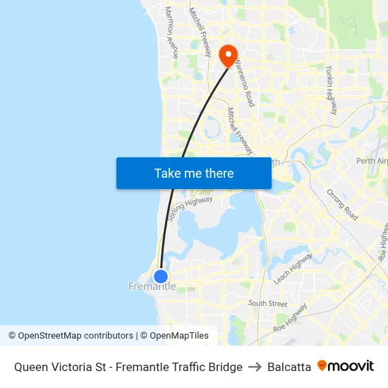 Queen Victoria St - Fremantle Traffic Bridge to Balcatta map