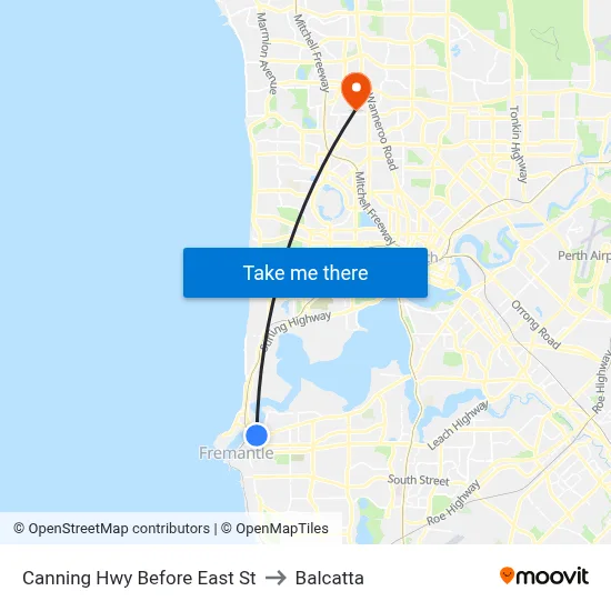 Canning Hwy Before East St to Balcatta map
