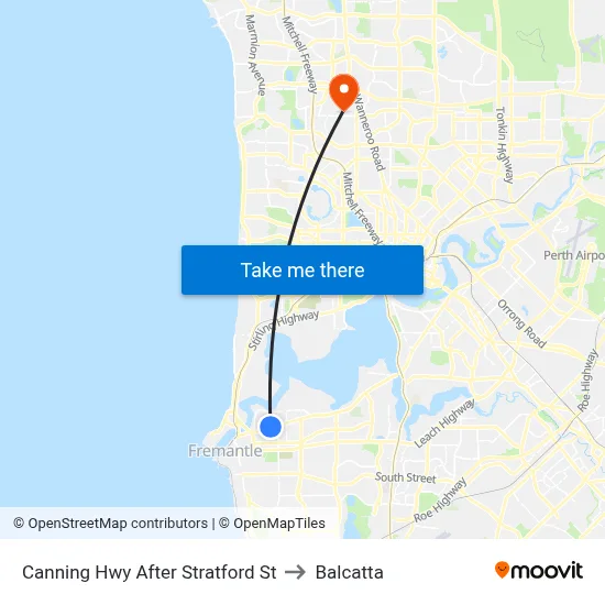 Canning Hwy After Stratford St to Balcatta map