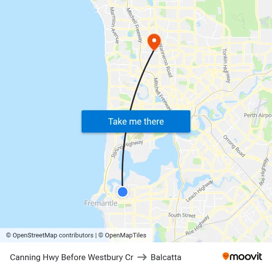 Canning Hwy Before Westbury Cr to Balcatta map