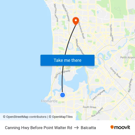 Canning Hwy Before Point Walter Rd to Balcatta map