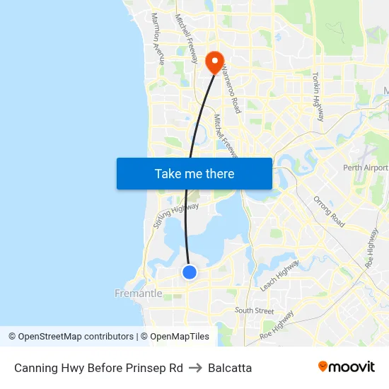 Canning Hwy Before Prinsep Rd to Balcatta map