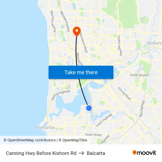 Canning Hwy Before Kishorn Rd to Balcatta map