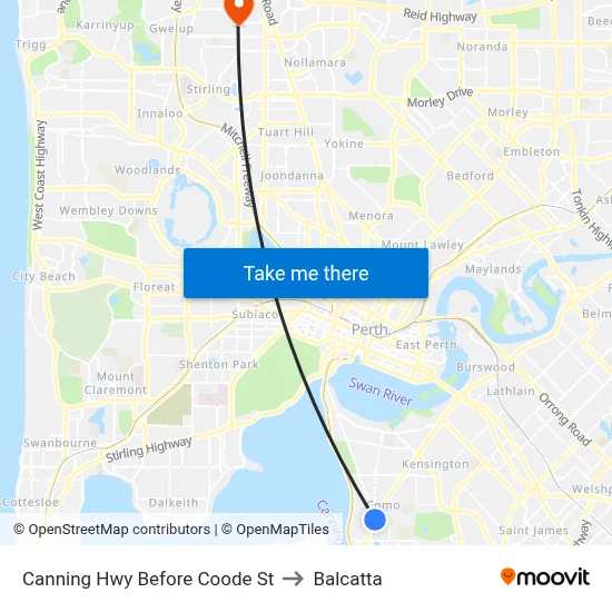 Canning Hwy Before Coode St to Balcatta map