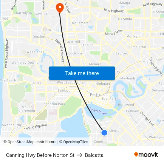 Canning Hwy Before Norton St to Balcatta map