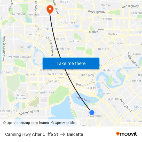 Canning Hwy After Cliffe St to Balcatta map