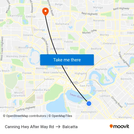 Canning Hwy After Way Rd to Balcatta map