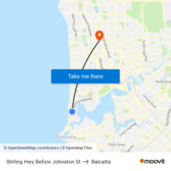 Stirling Hwy Before Johnston St to Balcatta map