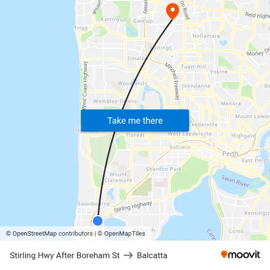 Stirling Hwy After Boreham St to Balcatta map