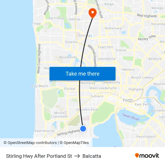Stirling Hwy After Portland St to Balcatta map