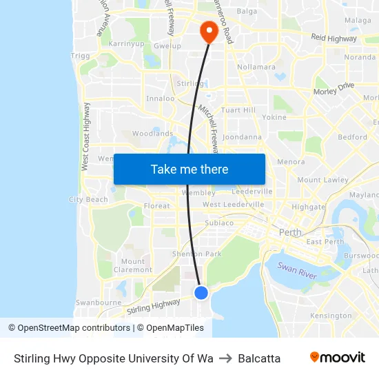 Stirling Hwy Opposite University Of Wa to Balcatta map