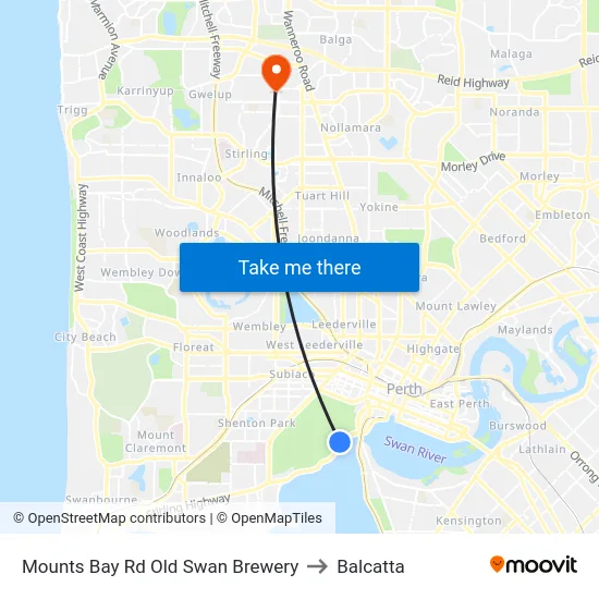 Mounts Bay Rd Old Swan Brewery to Balcatta map