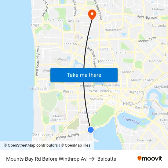 Mounts Bay Rd Before Winthrop Av to Balcatta map