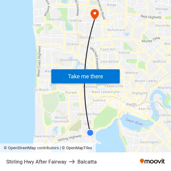 Stirling Hwy After Fairway to Balcatta map