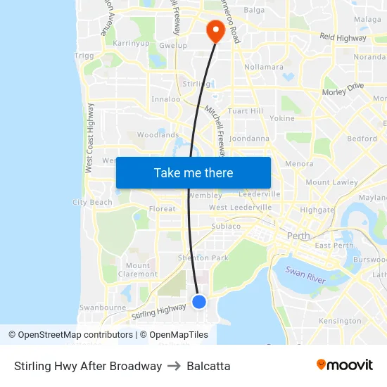 Stirling Hwy After Broadway to Balcatta map