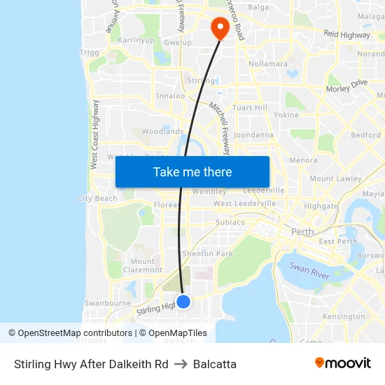 Stirling Hwy After Dalkeith Rd to Balcatta map