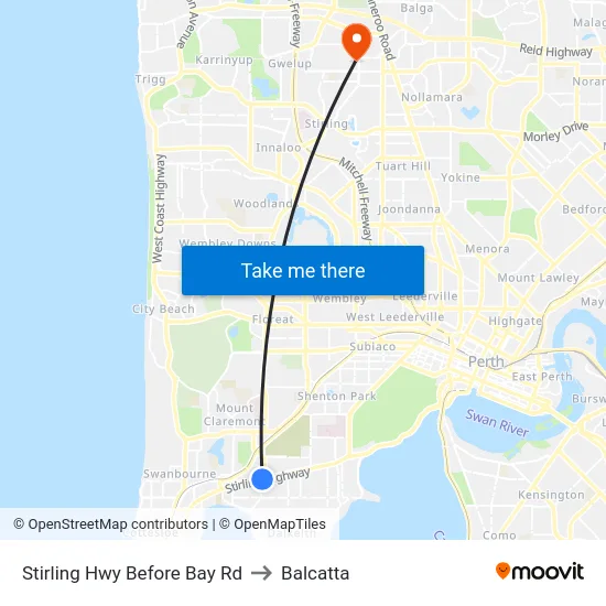 Stirling Hwy Before Bay Rd to Balcatta map