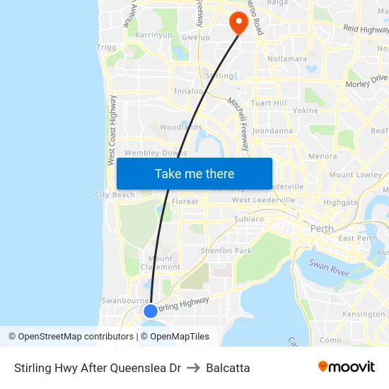 Stirling Hwy After Queenslea Dr to Balcatta map