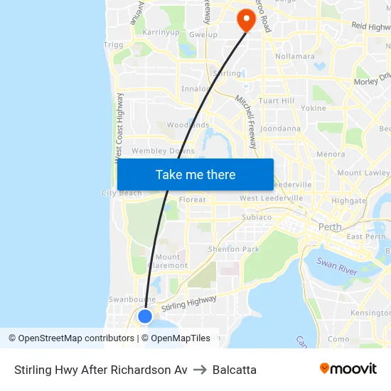 Stirling Hwy After Richardson Av to Balcatta map