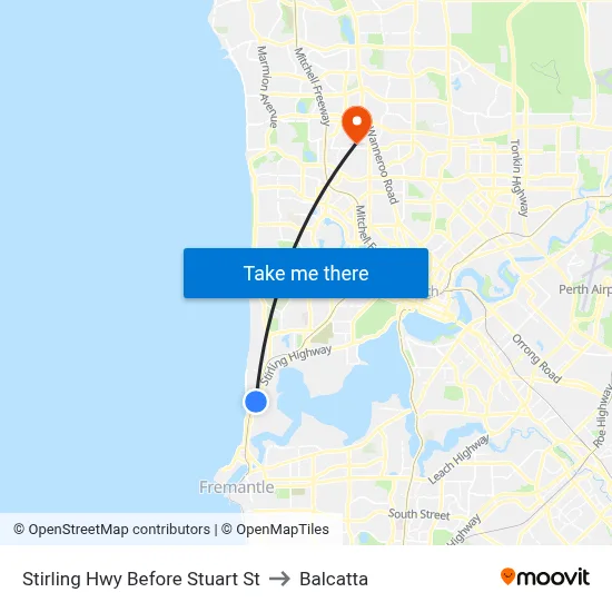 Stirling Hwy Before Stuart St to Balcatta map
