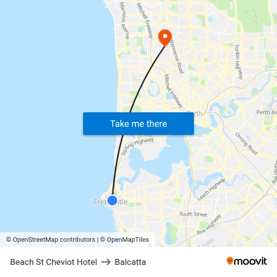 Beach St Cheviot Hotel to Balcatta map