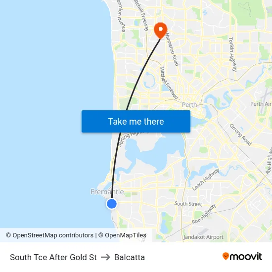 South Tce After Gold St to Balcatta map